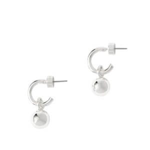 Mint Velvet Silver Tone Sphere Hoop Earrings